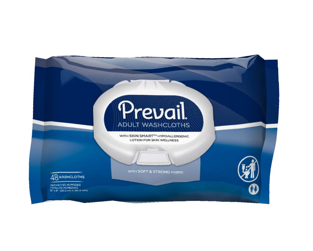 First Quality Prevail Adult Washcloths - Soft Pack with Press Open Lid - 12" x 8"